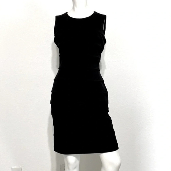 Calvin Klein Black Classic Sheath Sleeveless Dress With Horizontal Pleating 6 - Picture 2 of 5